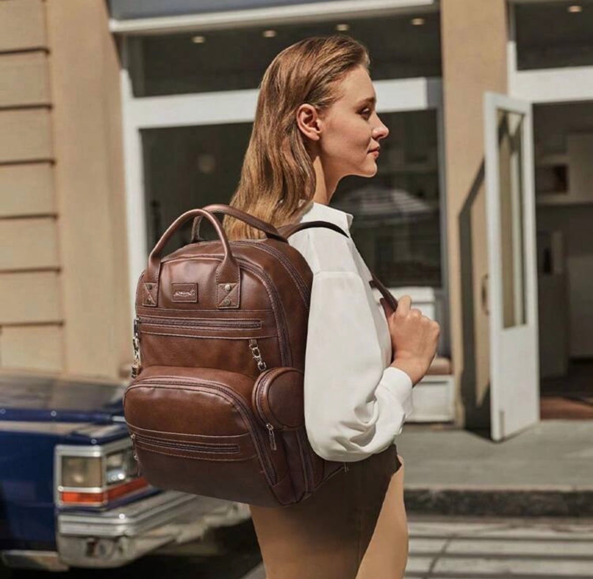 TidyMini™ LuxeCarry Vegan Leather Diaper Backpack & Changing Set