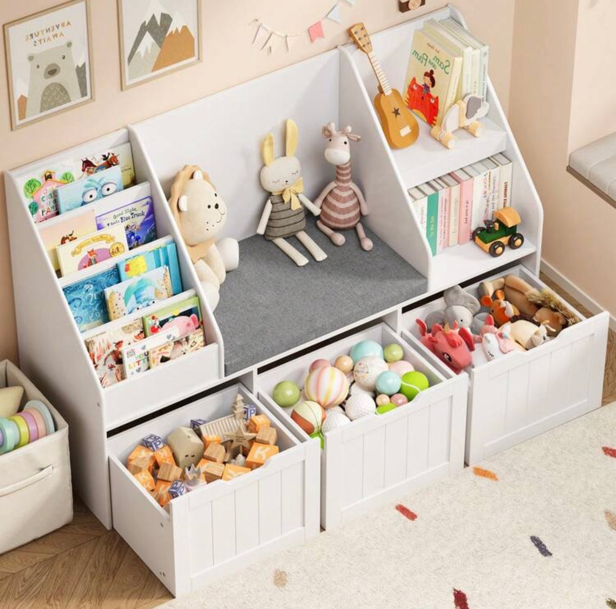 TidyMini StoryNest™ Kids Reading Nook & Toy Storage Organizer
