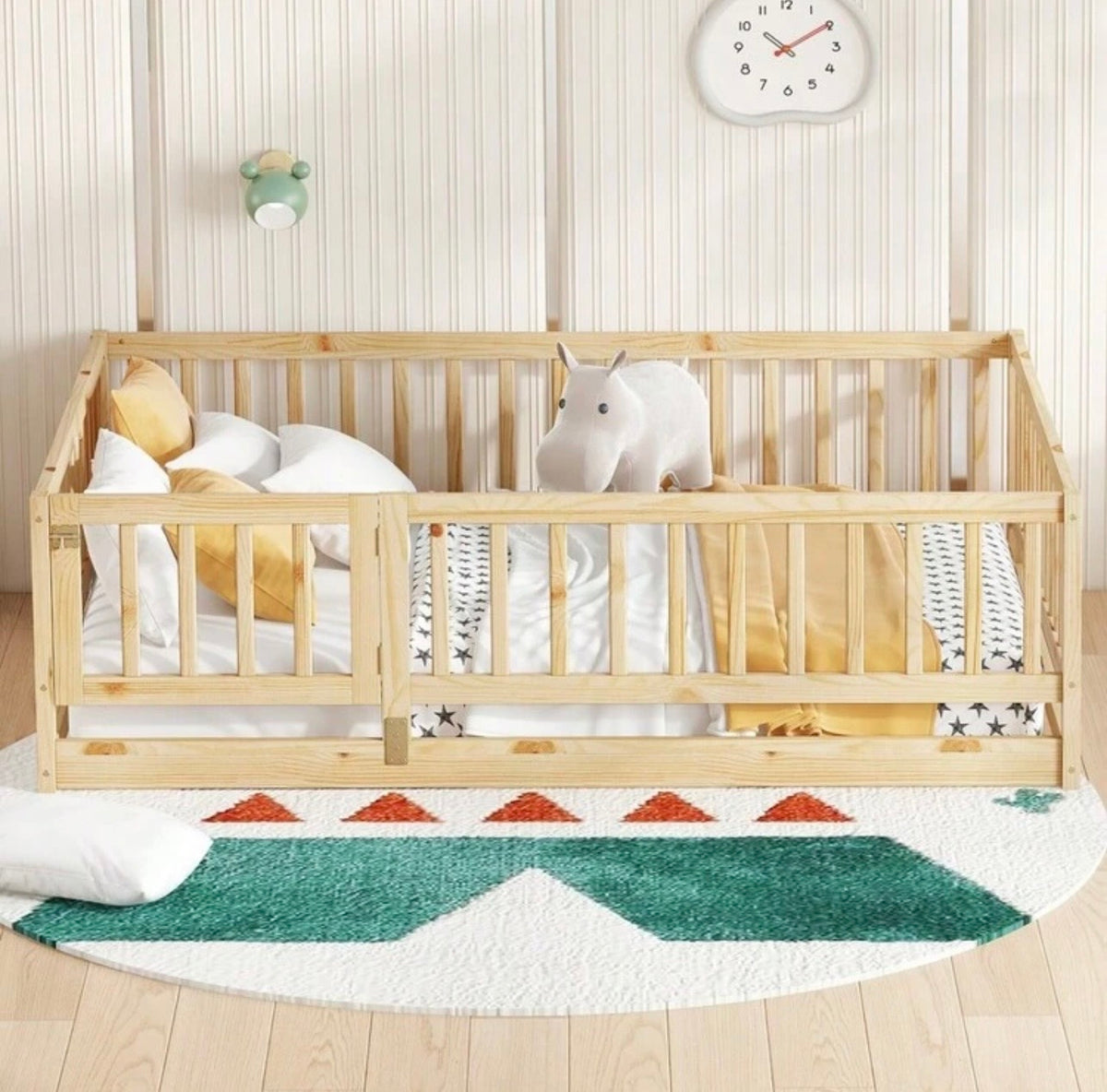 TidyMini CozyNest™ Montessori Floor Bed with Safety Rails