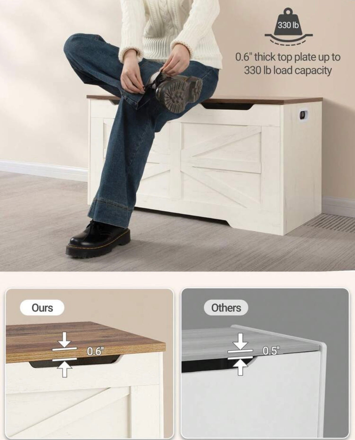 TidyMini™ Haven Toy Storage Bench – Large-Capacity Toy Chest & Nursery Seat