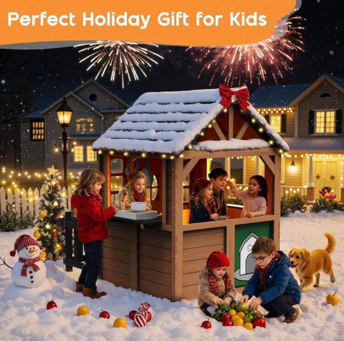 TidyMini Little Haven™ Backyard Playhouse with Pretend Kitchen