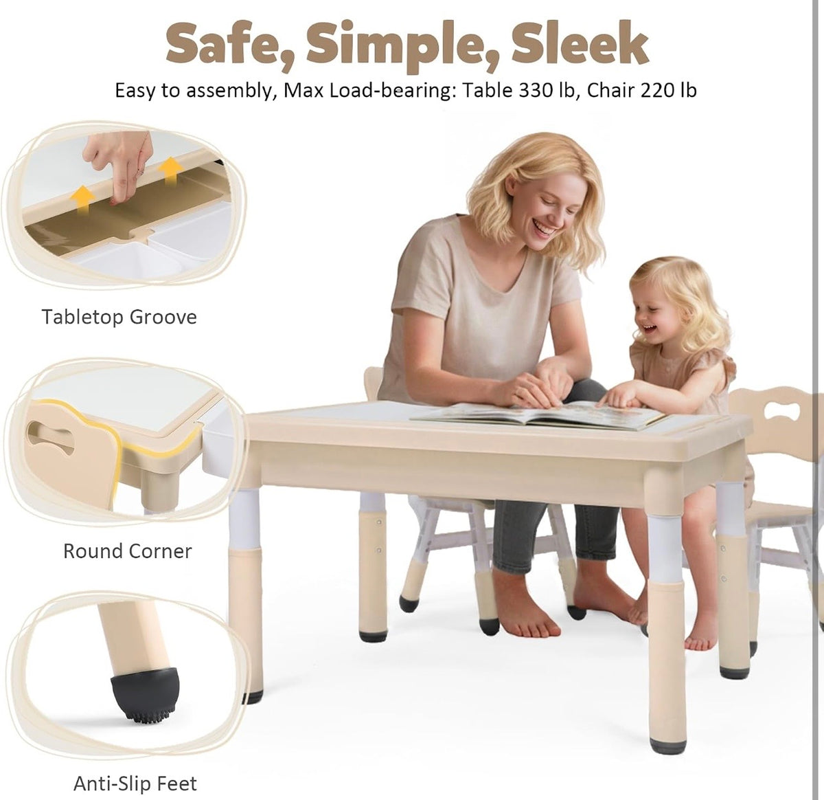 TidyMini™ CreateNest Adjustable Kids Activity Table & Chair Set — Drawing, Building Block, Storage & Play Table