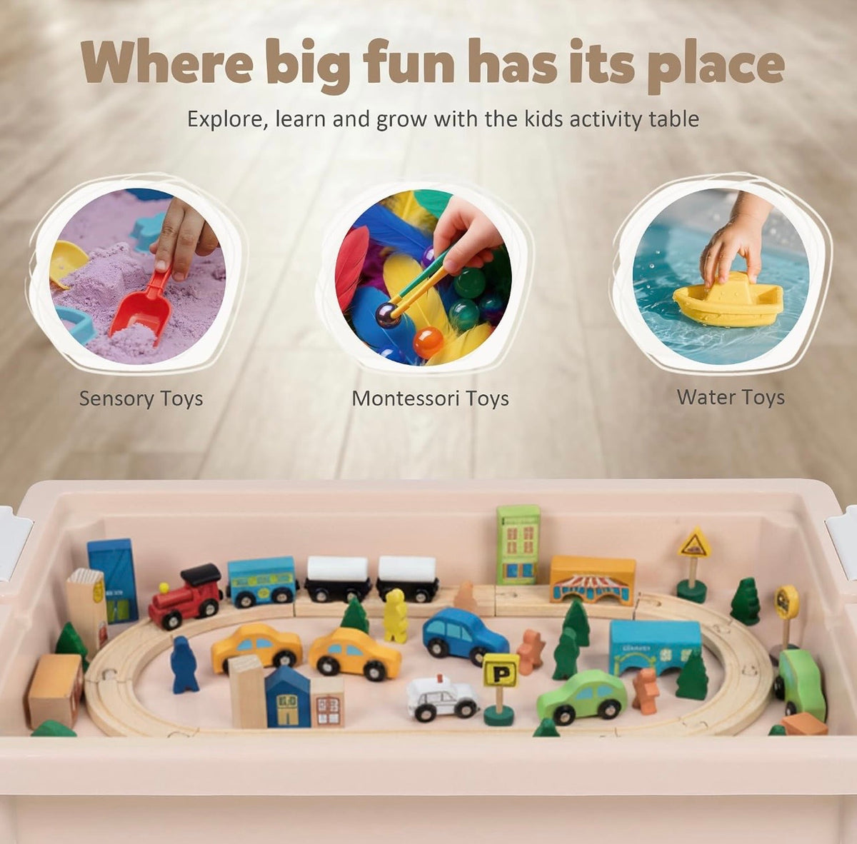 TidyMini™ CreateNest Adjustable Kids Activity Table & Chair Set — Drawing, Building Block, Storage & Play Table