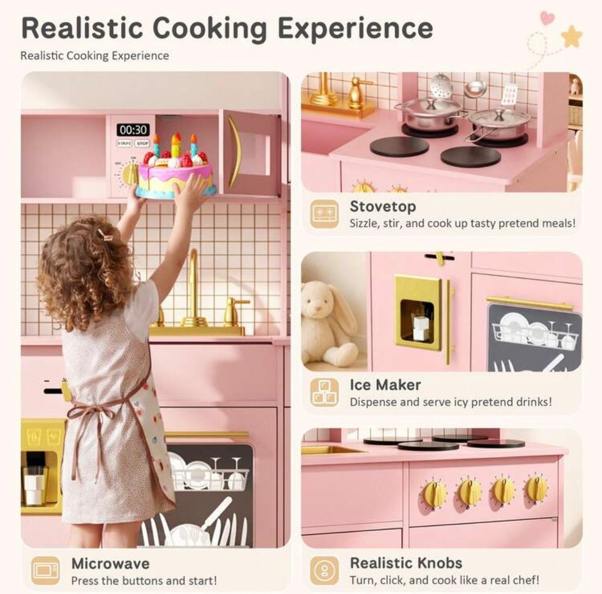 TidyMini MaisonChef™ Deluxe Interactive Play Kitchen with Ice Maker & Accessories