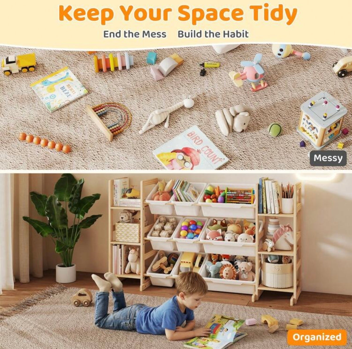 TidyMini™ Nest & Sort 3-in-1 Toy Organizer & Kids Bookshelf