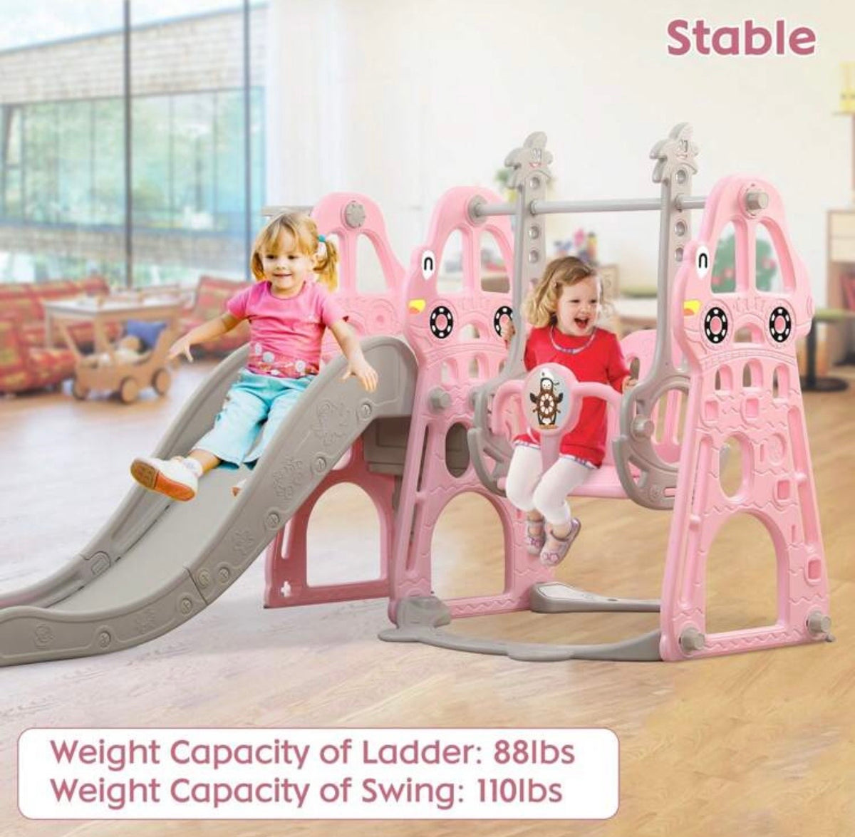 TidyMini™ AdventureNest 4-in-1 Toddler Playset — Slide, Swing, Climber & Basketball Hoop