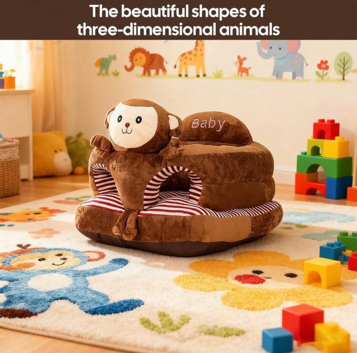 TidyMini SafariSeat™ Plush Animal Toddler Chair with Anti-Slip Base