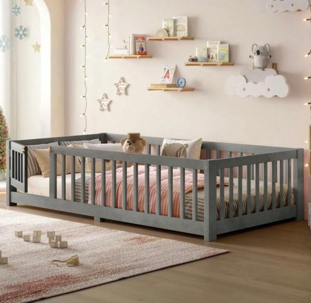 TidyMini CozyNest™ Montessori Floor Bed with Safety Rails