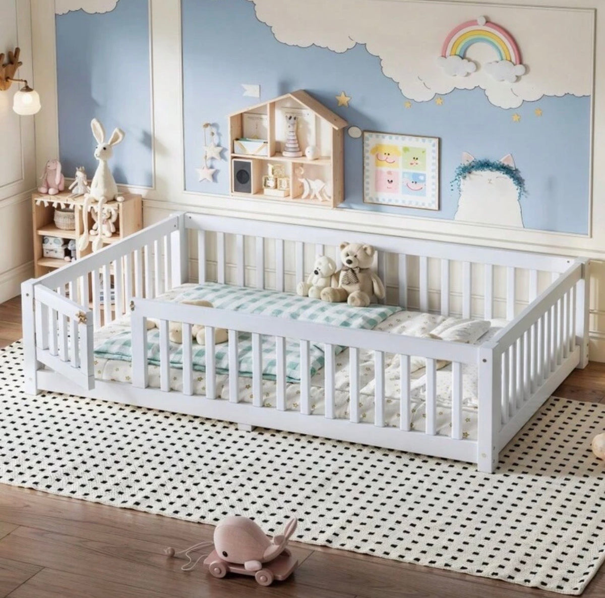 TidyMini CozyNest™ Montessori Floor Bed with Safety Rails