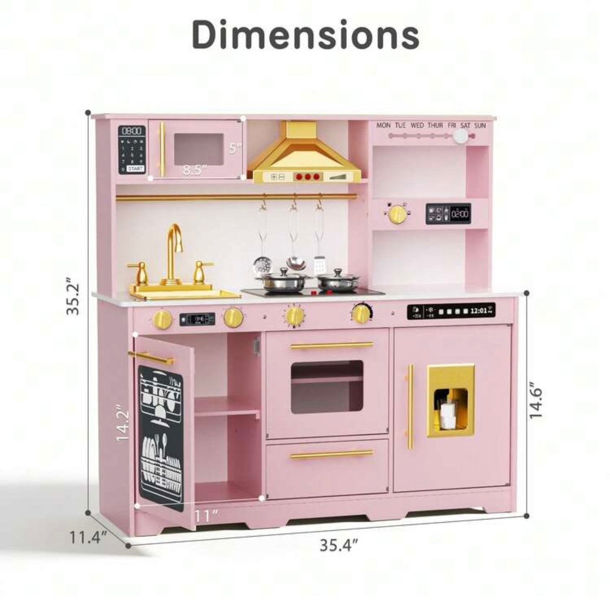 TidyMini RoséChef™ Interactive Play Kitchen with Lights, Sounds & Ice Maker