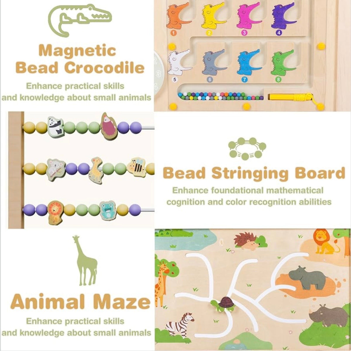 TidyMini™ WonderNest Wooden Activity Playpen — Foldable Baby Play Yard with Interactive Learning Panels