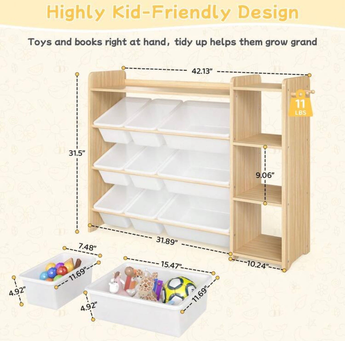 TidyMini™ SortNest 3-in-1 Toy Organizer & Kids Bookshelf