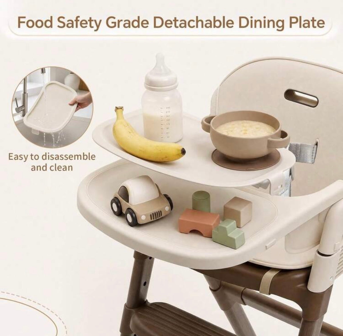 TidyMini™ EverStep Convertible High Chair — Foldable Design, Adjustable Legs & Removable Double Tray