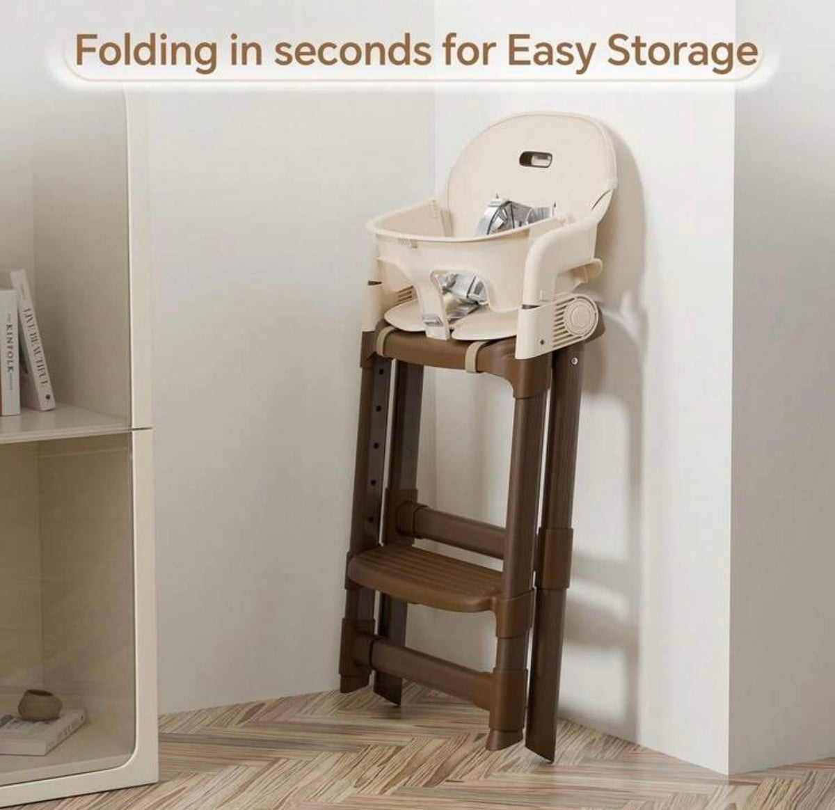 TidyMini™ EverStep Convertible High Chair — Foldable Design, Adjustable Legs & Removable Double Tray