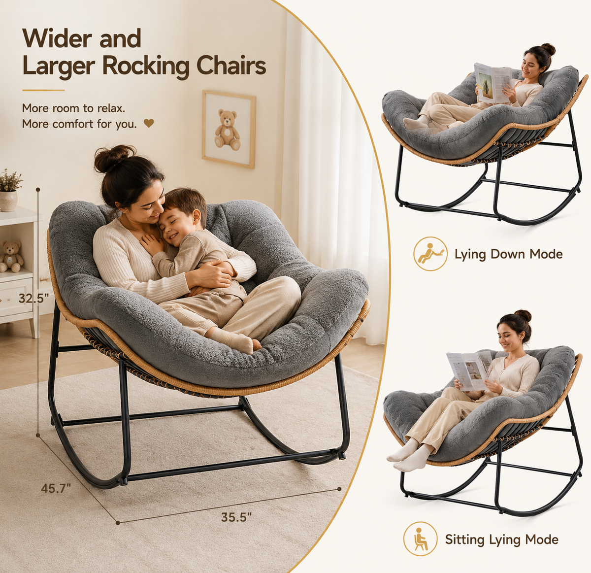TidyMini™ SnuggleNest Oversized Nursery Rocking Chair