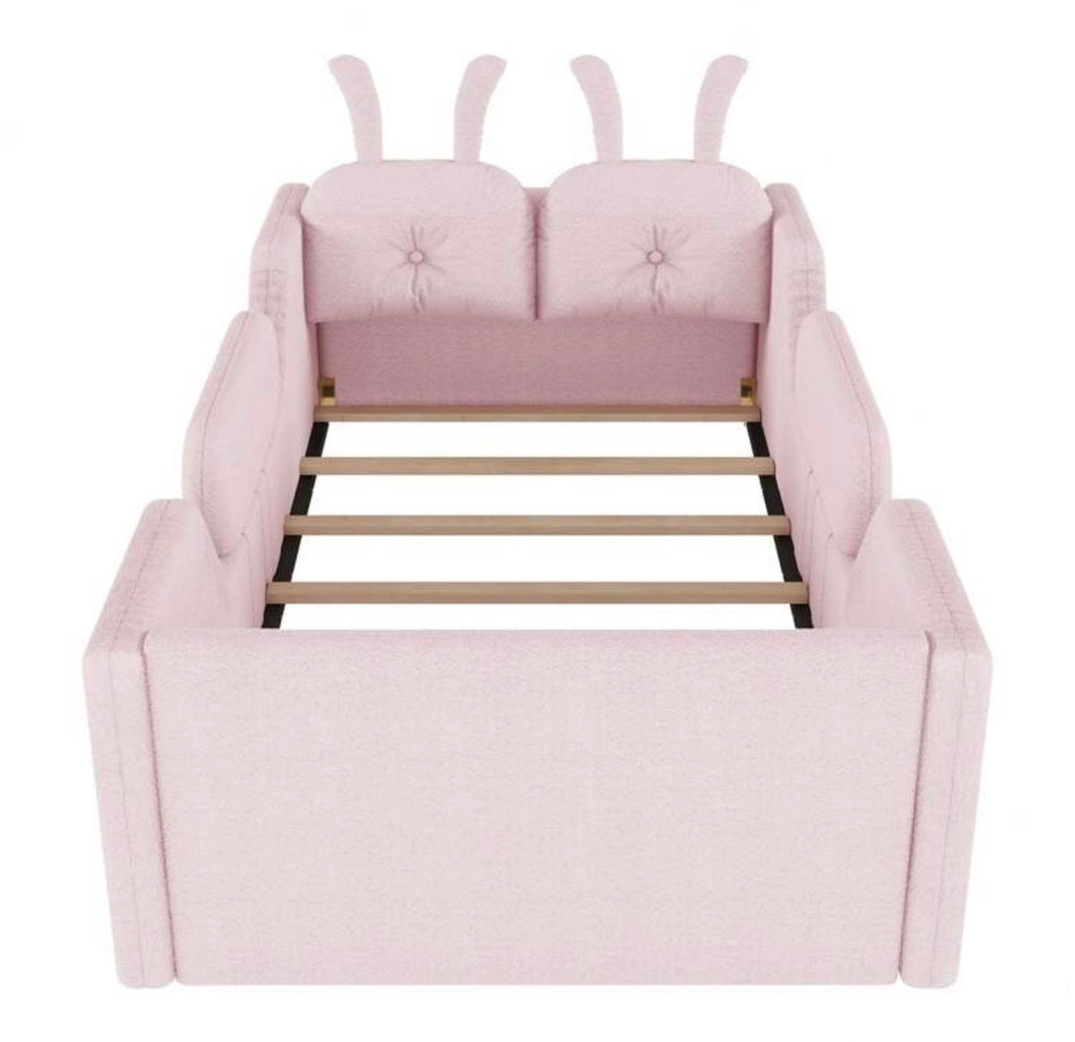 TidyMini BunnyNest™ Upholstered Twin Kids Bed with Guardrails