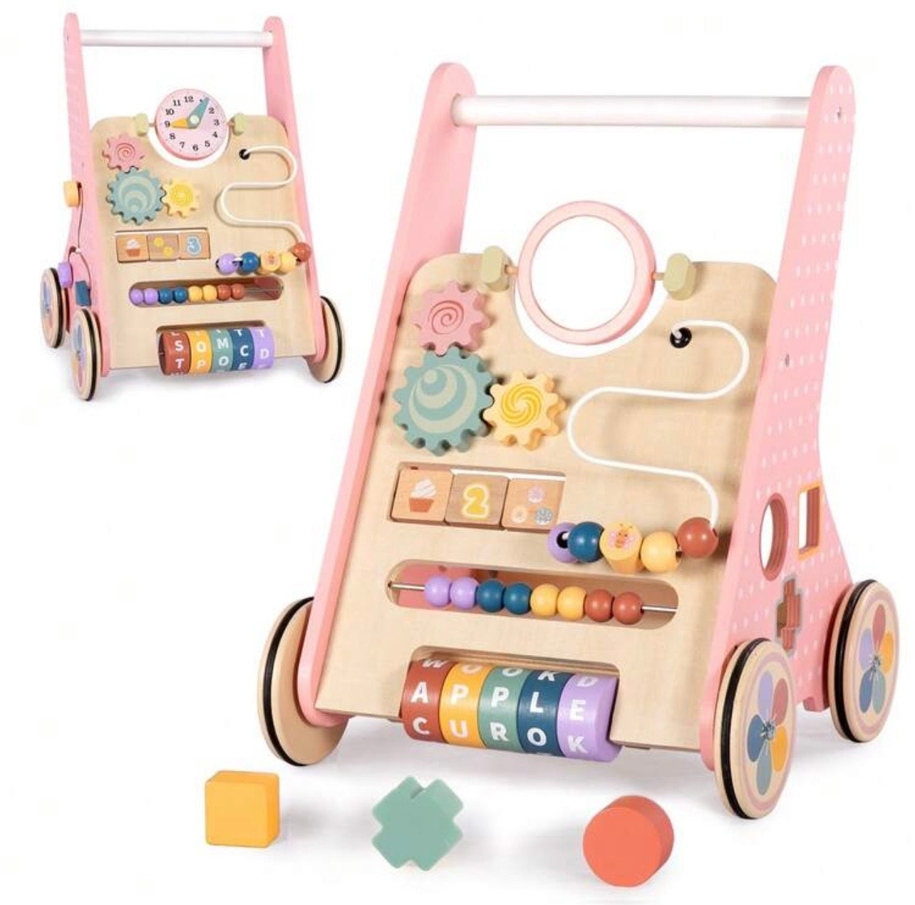 TidyMini™ Montessori Wooden Baby Push Walker & Activity Center