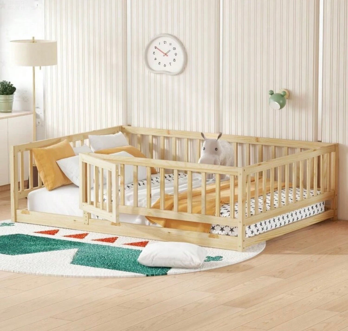 TidyMini CozyNest™ Montessori Floor Bed with Safety Rails