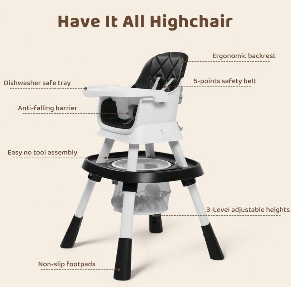 TidyMini™ EverGrow 15-in-1 Convertible High Chair — Booster Seat, Activity Center, Kids Table & Chair System