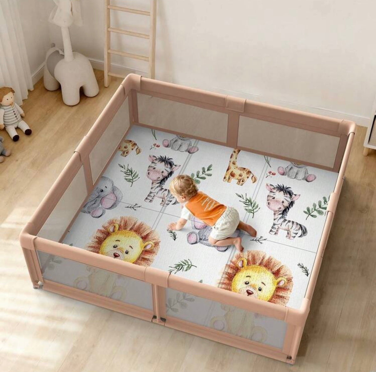 TidyMini™ CloudCrawl Double-Sided Foldable Baby Play Mat — Waterproof Cushioned XPE Crawling Mat, 79” × 71”