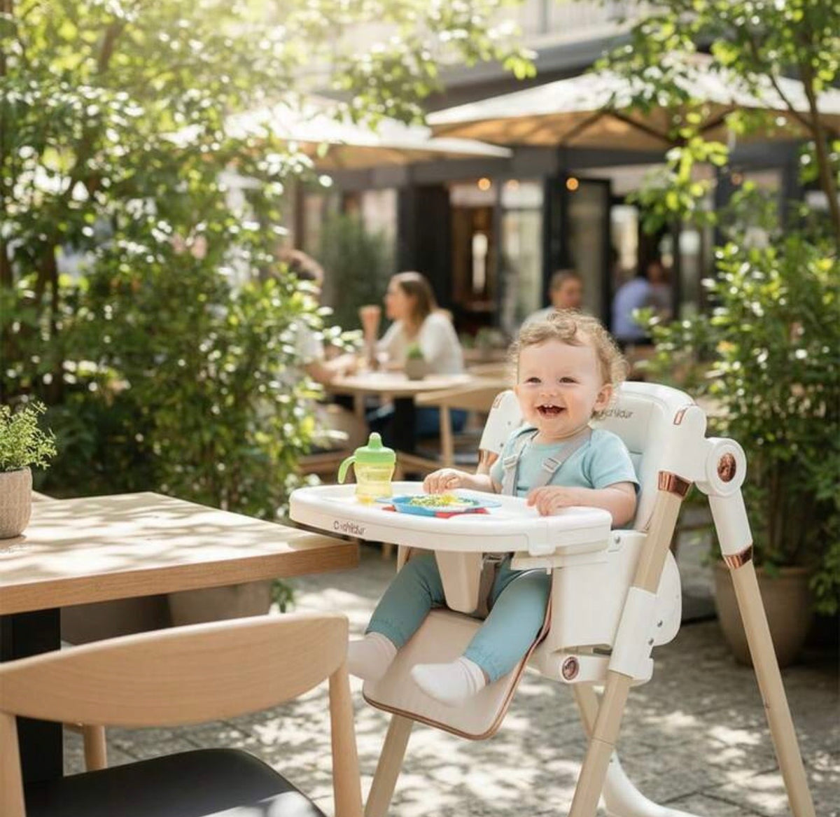 TidyMini™ FlexFold Adjustable High Chair — Reclining, Foldable & Rolling with Removable Double Tray