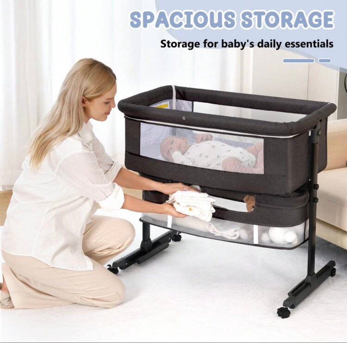 TidyMini™ DreamGlide 3-in-1 Bedside Bassinet