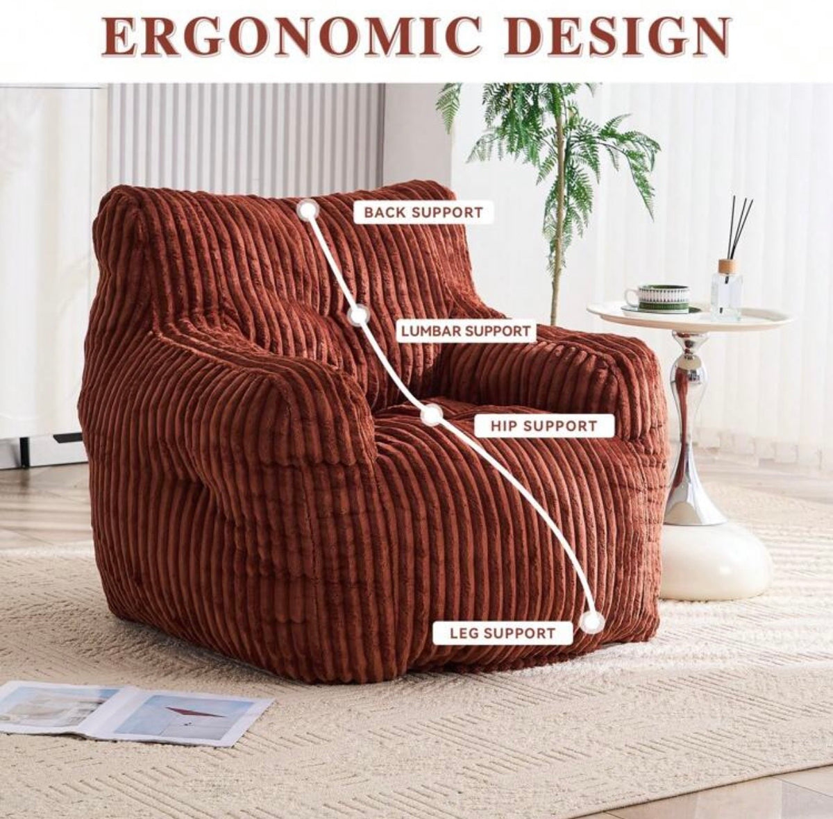 TidyMini CloudNest™ Oversized Corduroy Foam Lounge Chair