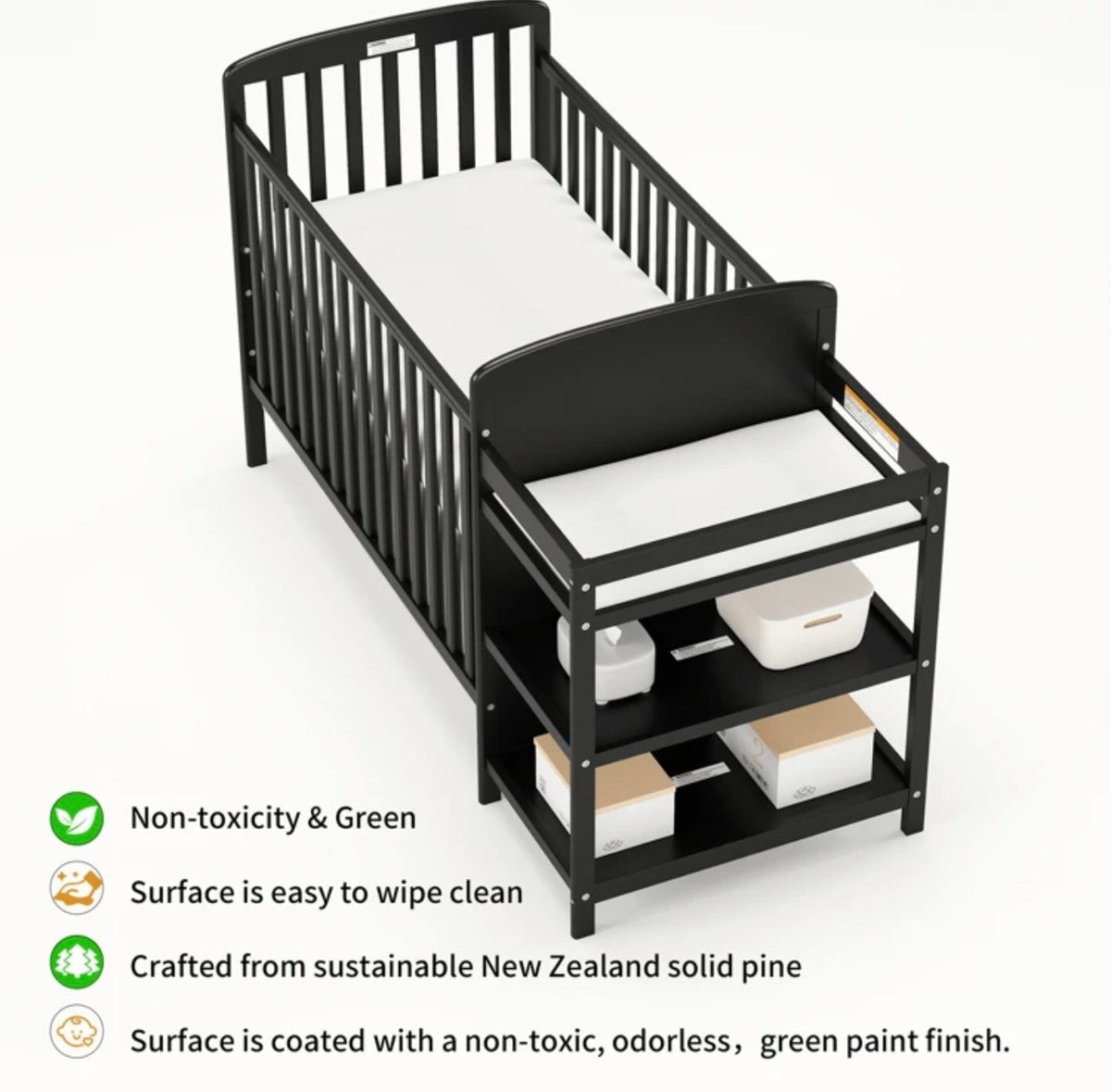 TidyMini™ EverNest 3-in-1 Convertible Crib & Changing Station