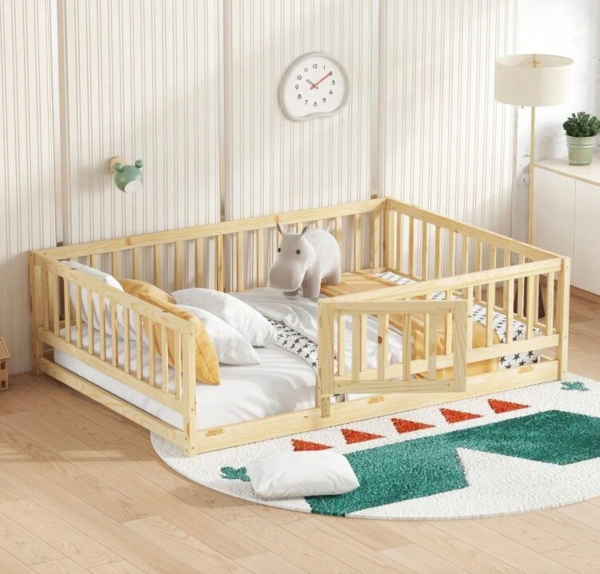 TidyMini CozyNest™ Montessori Floor Bed with Safety Rails