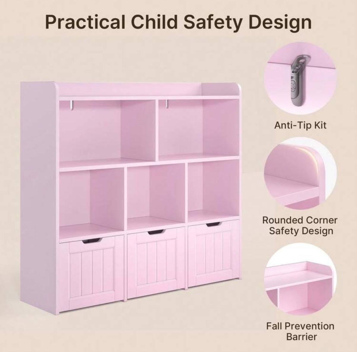 TidyMini™ HavenCube 3-Drawer Kids Toy & Book Organizer