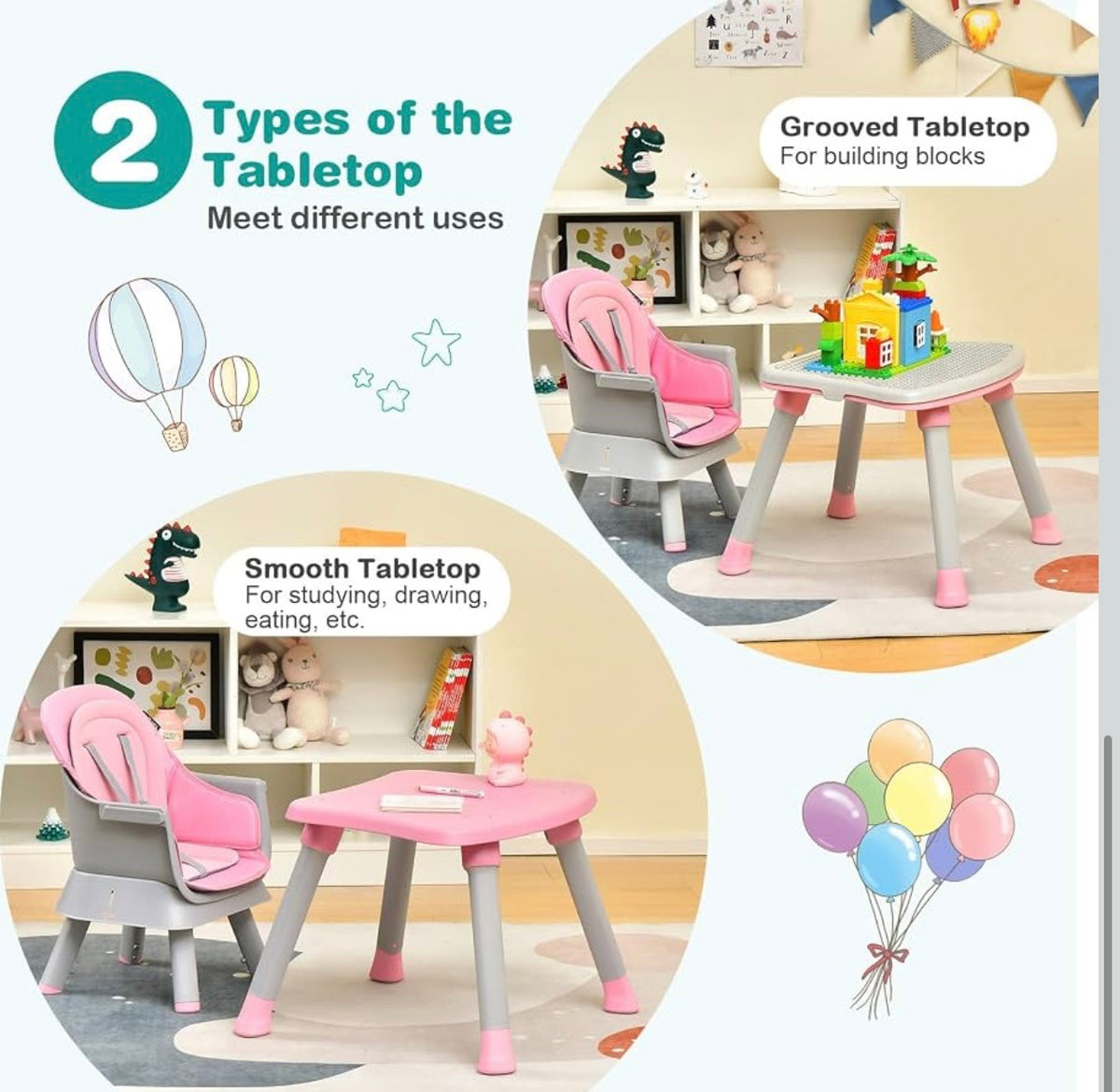 TidyMini™ GrowNest 8-in-1 Convertible High Chair — Booster, Toddler Chair & Activity Table
