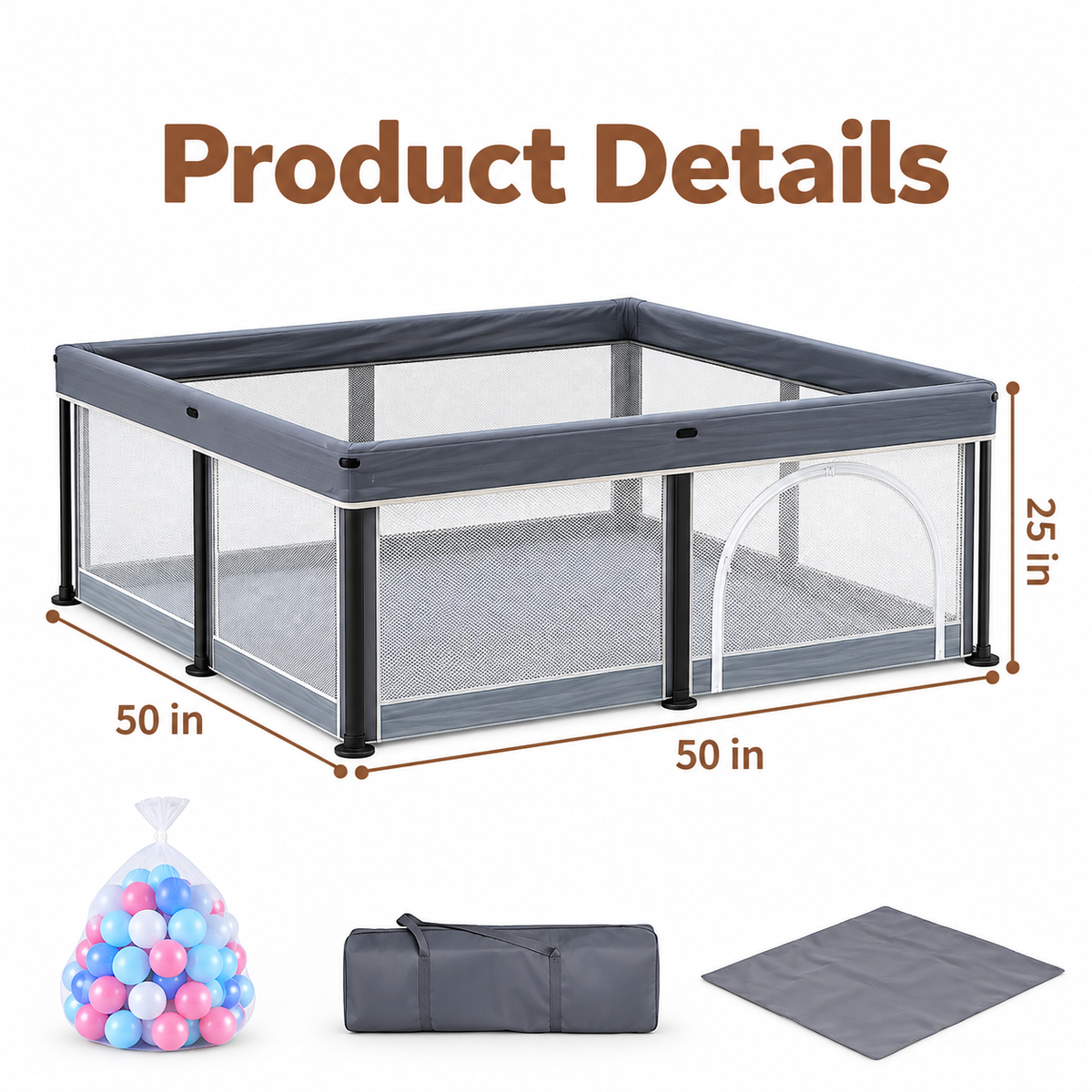 TidyMini™ Fold & Play Baby Playpen with Mesh Sides & Ball Pit