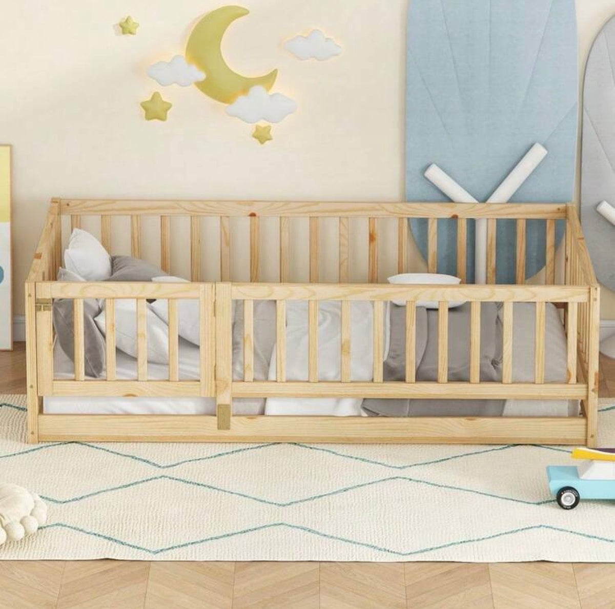 TidyMini CozyNest™ Montessori Floor Bed with Safety Rails