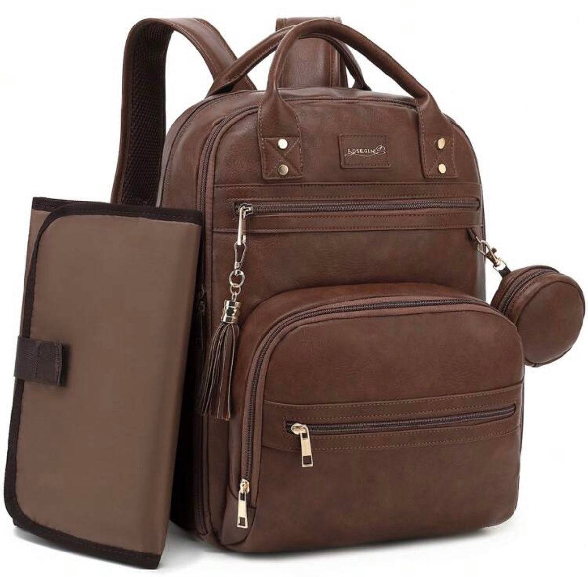 TidyMini™ LuxeCarry Vegan Leather Diaper Backpack & Changing Set
