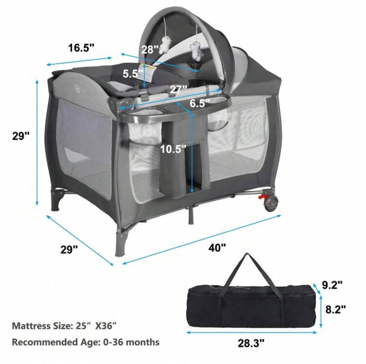 TidyMini™ HavenNest 4-in-1 Baby Playard & Bassinet