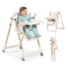 TidyMini™ FlexFold Adjustable High Chair — Reclining, Foldable & Rolling with Removable Double Tray