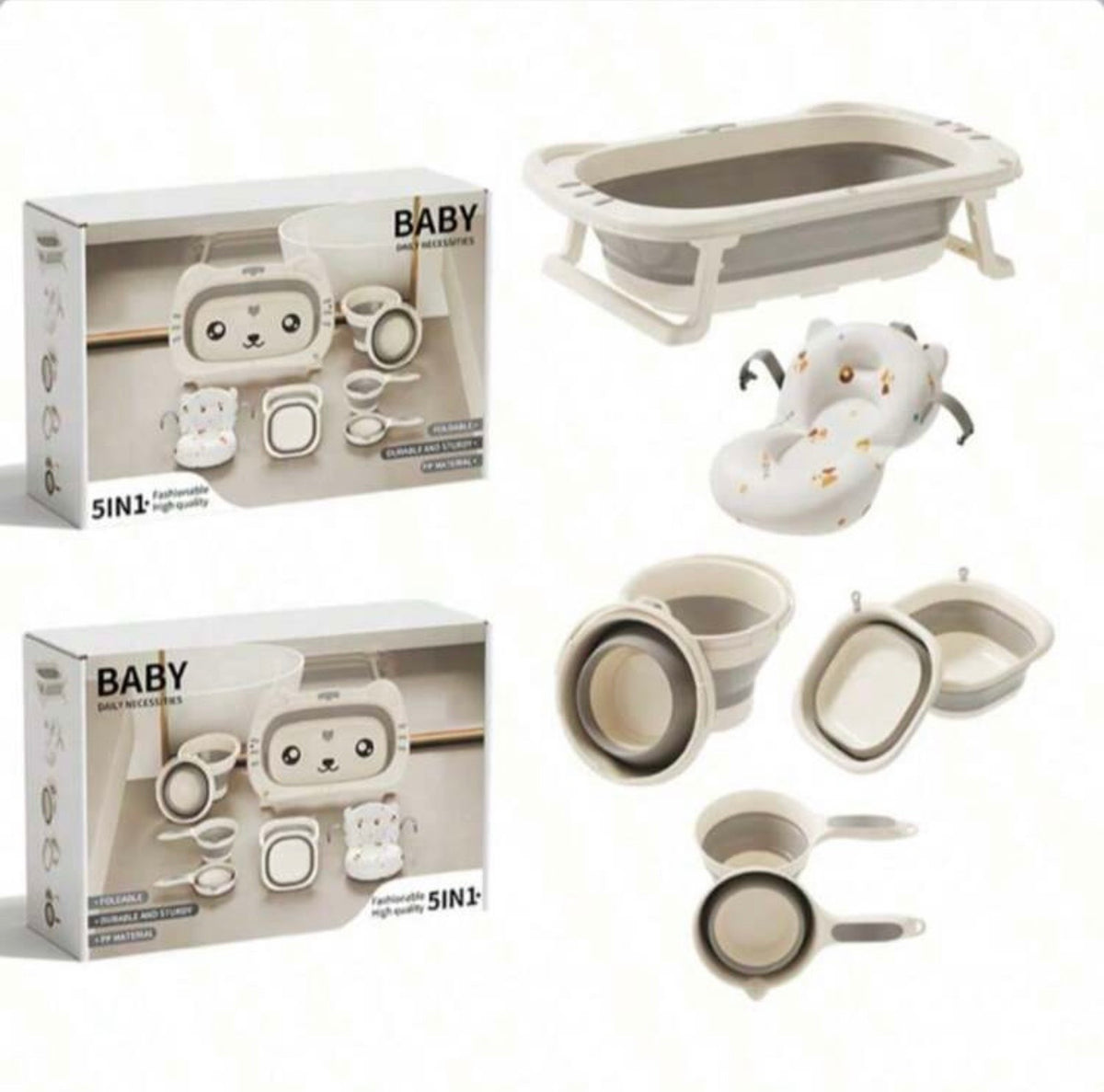 TidyMini™ BathNest 6-in-1 Complete Baby Bathing System — Foldable Bathtub with Newborn Support & Bath Essentials
