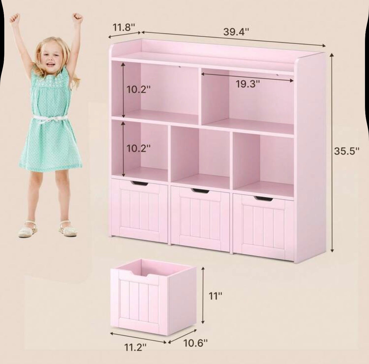 TidyMini™ HavenCube 3-Drawer Kids Toy & Book Organizer