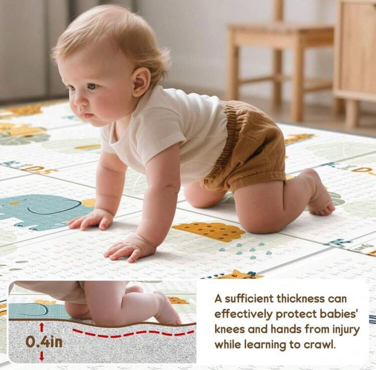 TidyMini™ CloudCrawl Double-Sided Foldable Baby Play Mat — Waterproof Cushioned XPE Crawling Mat, 79” × 71”