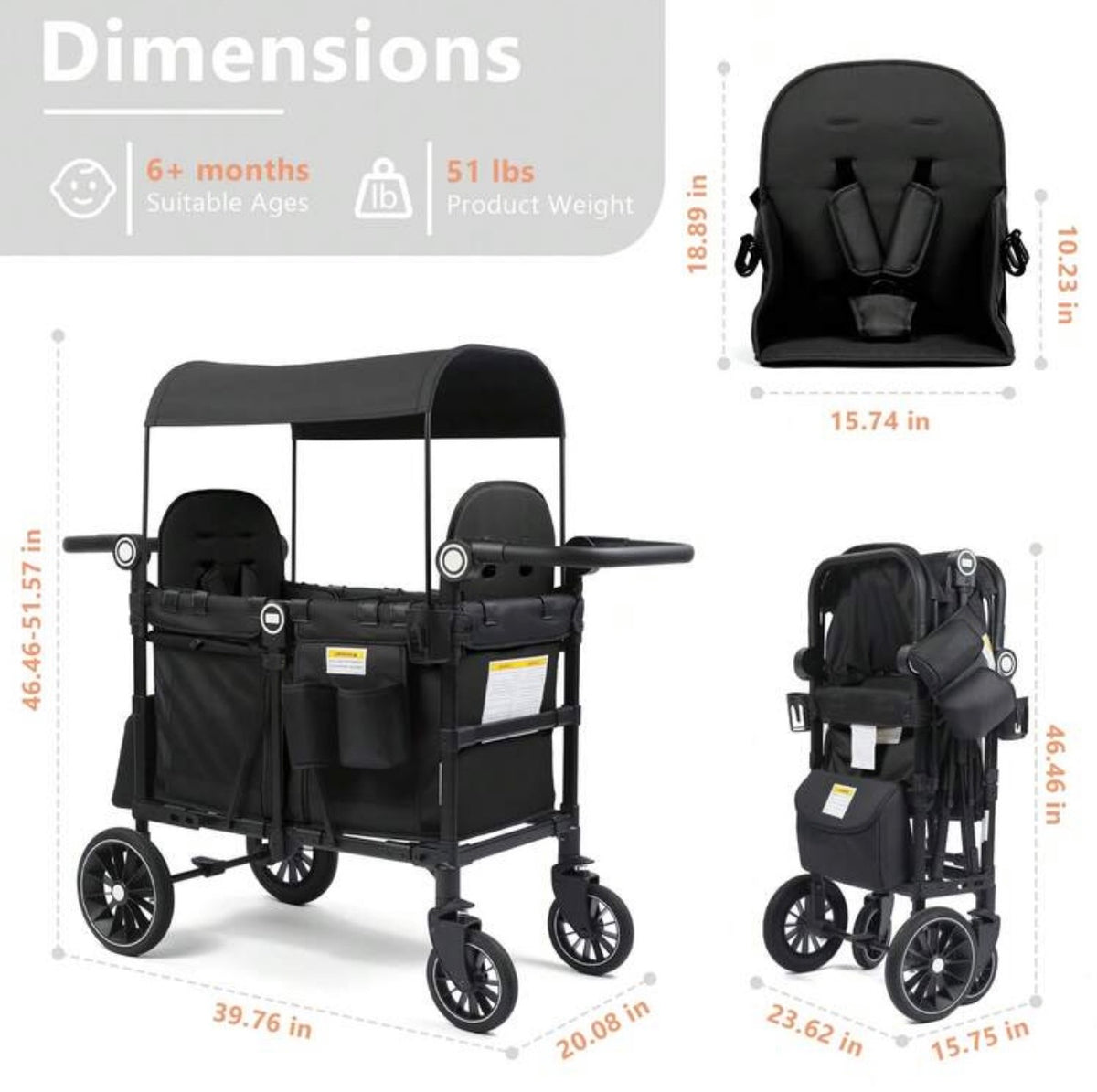 TidyMini TrailNest™ 4-in-1 Double Stroller Wagon