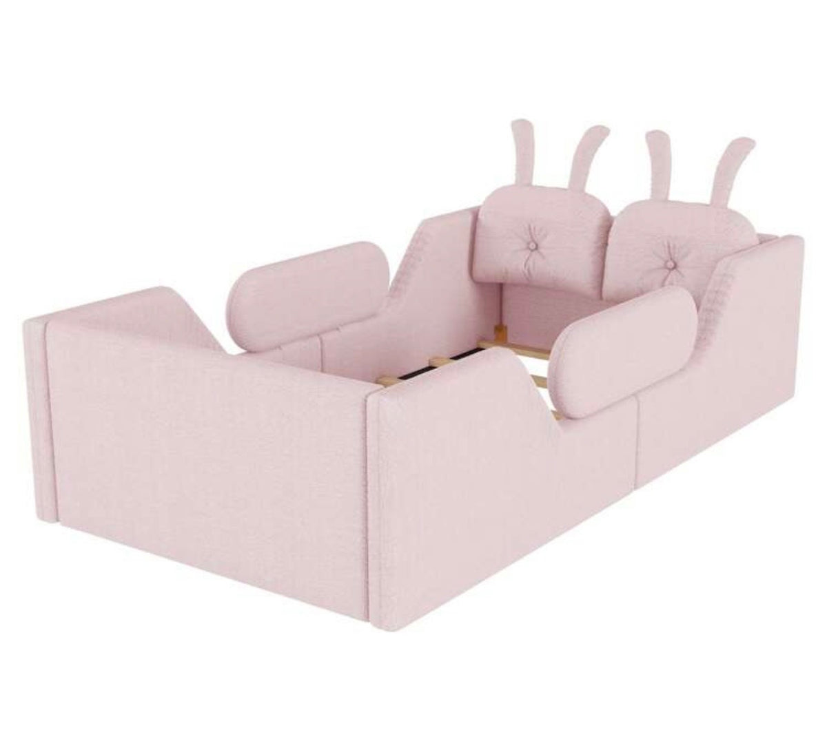 TidyMini BunnyNest™ Upholstered Twin Kids Bed with Guardrails