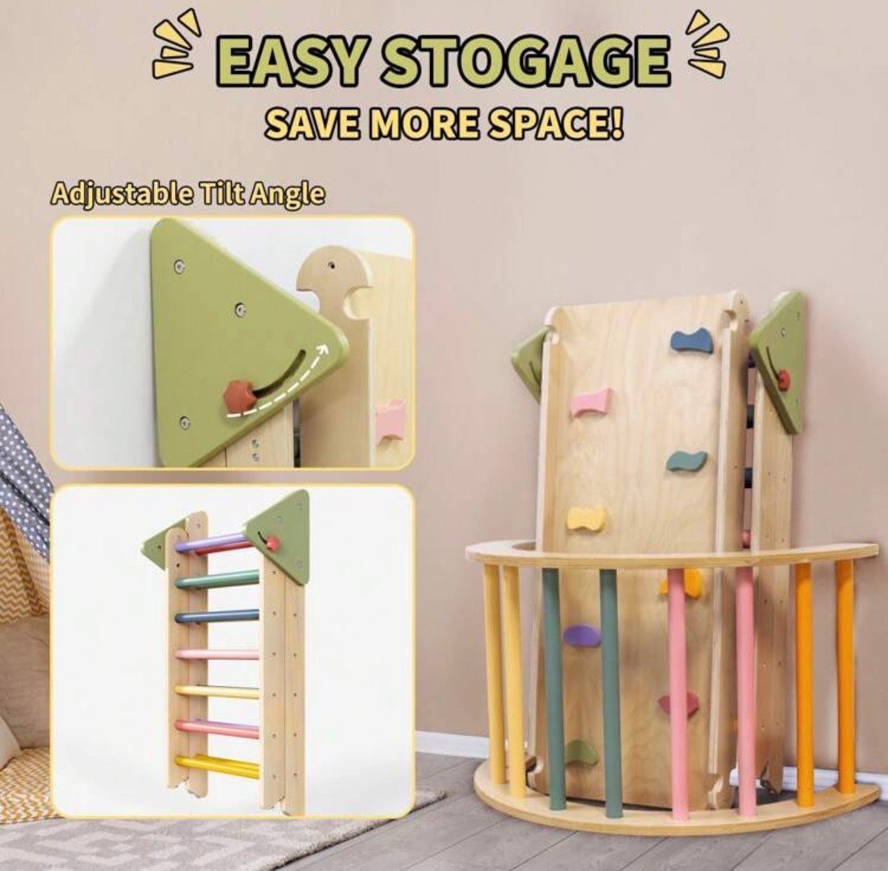 TidyMini™ 5-in-1 Montessori Wooden Climbing Set