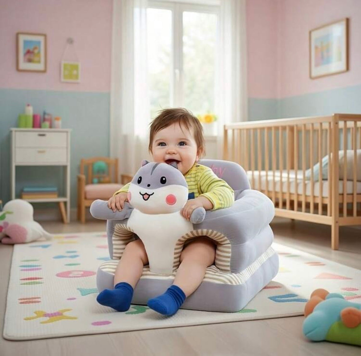 TidyMini SafariSeat™ Plush Animal Toddler Chair with Anti-Slip Base