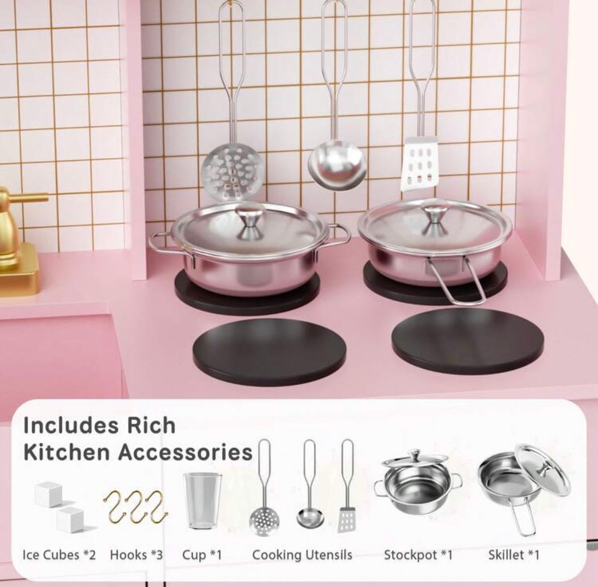 TidyMini MaisonChef™ Deluxe Interactive Play Kitchen with Ice Maker & Accessories