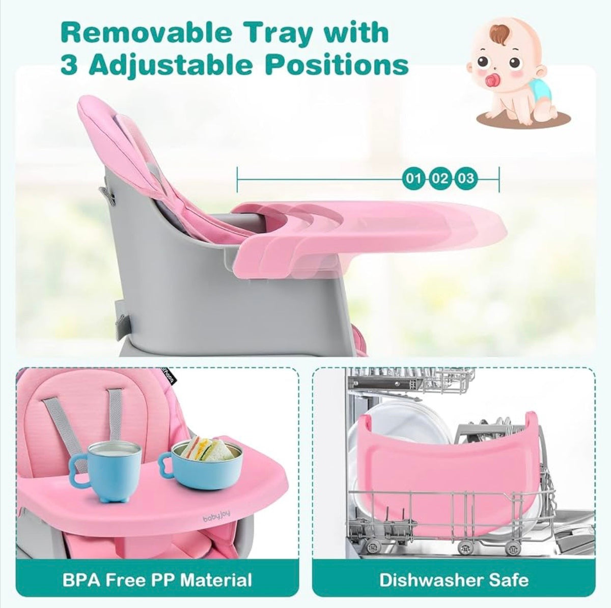 TidyMini™ GrowNest 8-in-1 Convertible High Chair — Booster, Toddler Chair & Activity Table