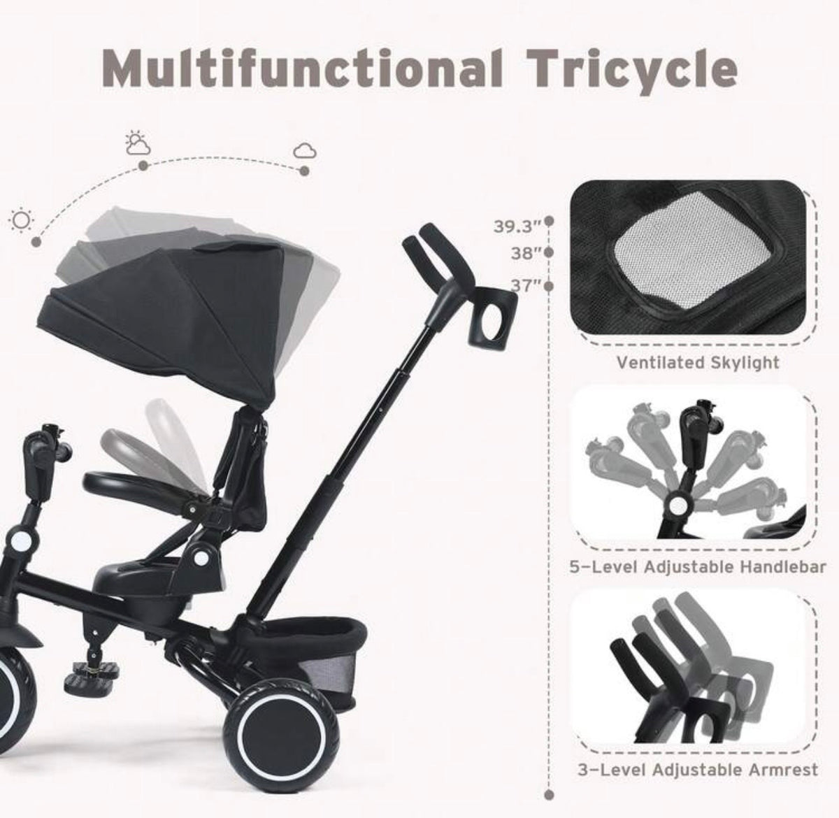 TidyMini AdventureRide™ 8-in-1 Grow-With-Me Stroller Trike