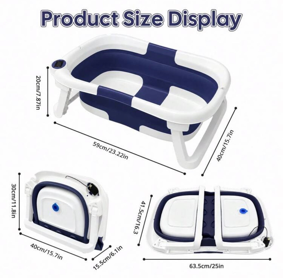 TidyMini™ AquaFold 3-in-1 Smart Baby Bathtub with Digital Thermometer & Newborn Cushion
