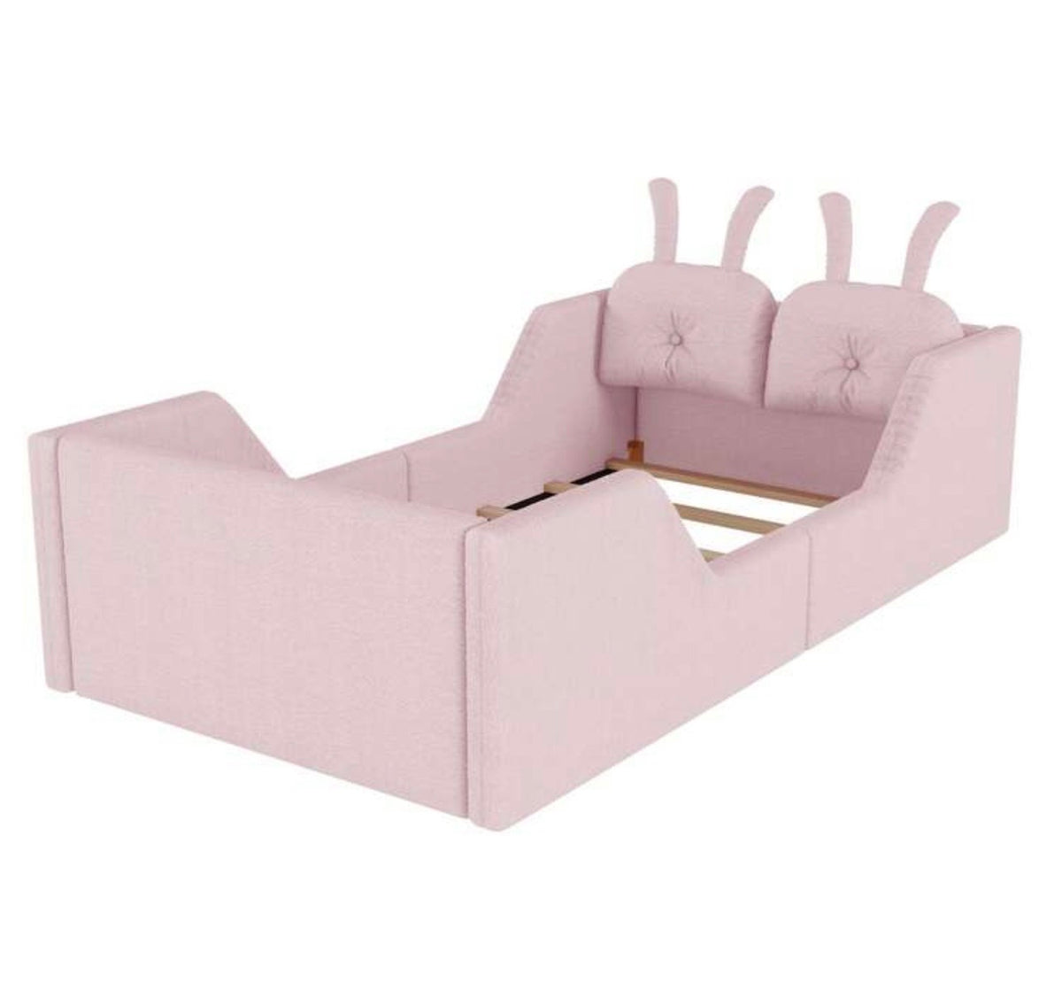 TidyMini BunnyNest™ Upholstered Twin Kids Bed with Guardrails