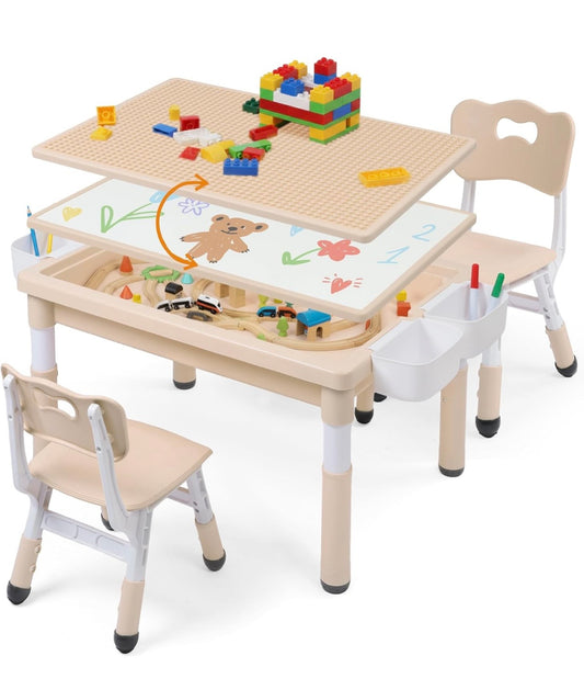 TidyMini™ CreateNest Adjustable Kids Activity Table & Chair Set — Drawing, Building Block, Storage & Play Table