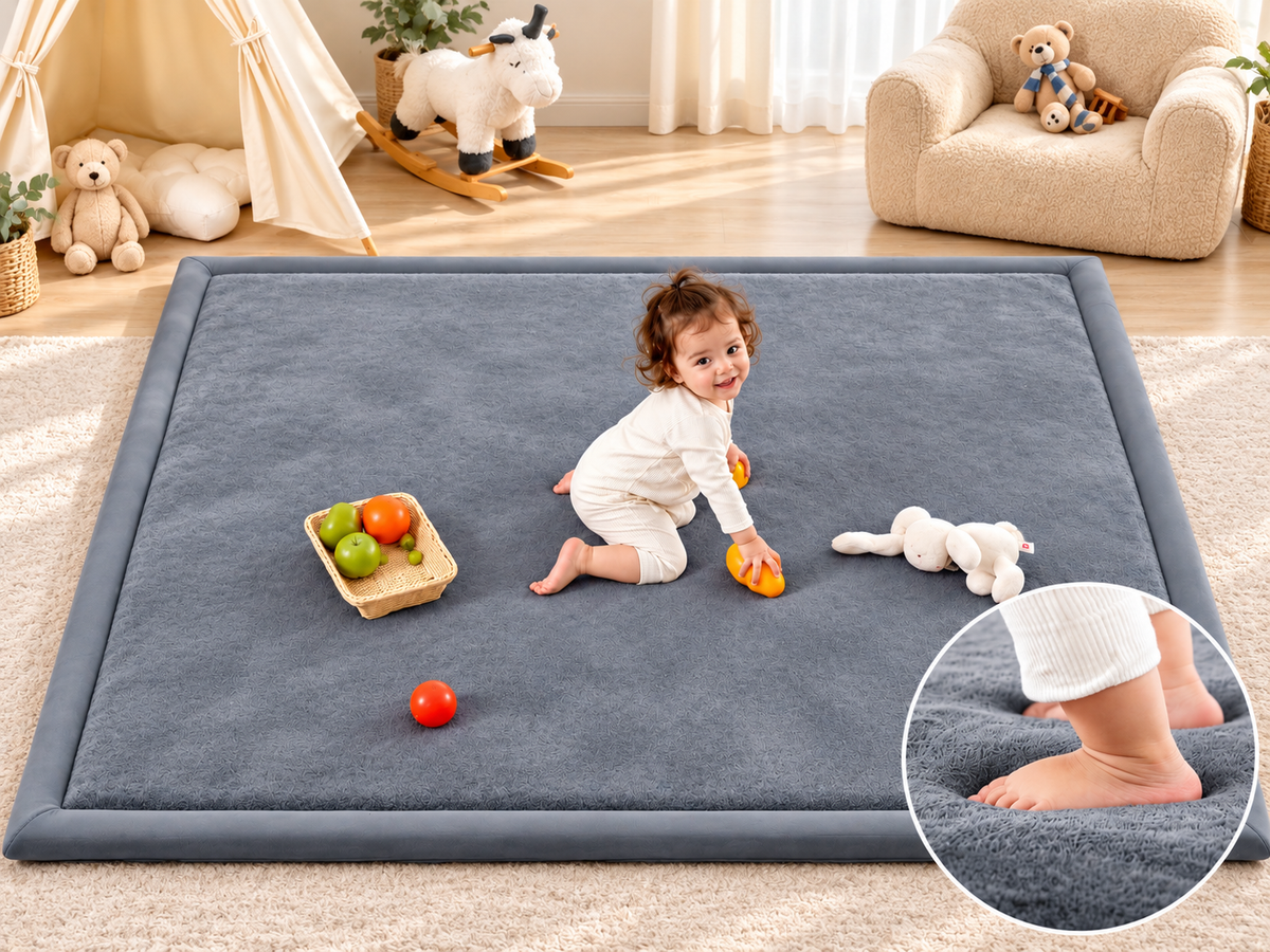 TidyMini™ CozyNest 3CM Plush Padded Play Mat — Extra-Thick Cushioned Floor Mat for Playrooms, Nurseries & Playpens